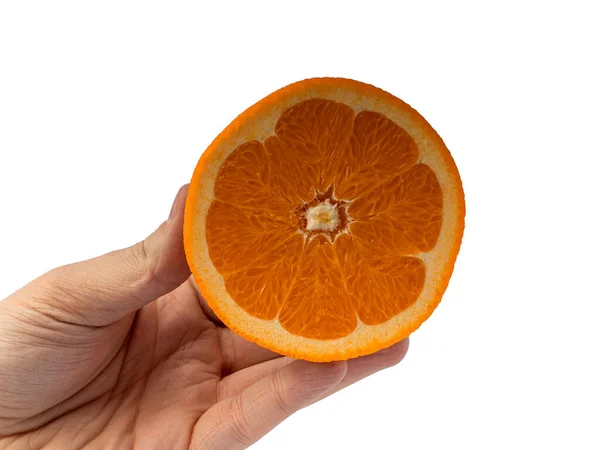 Laranja Isolada Sobre Fundo Branco Sumo Fresco Conceito Fruta — Fotografia de Stock