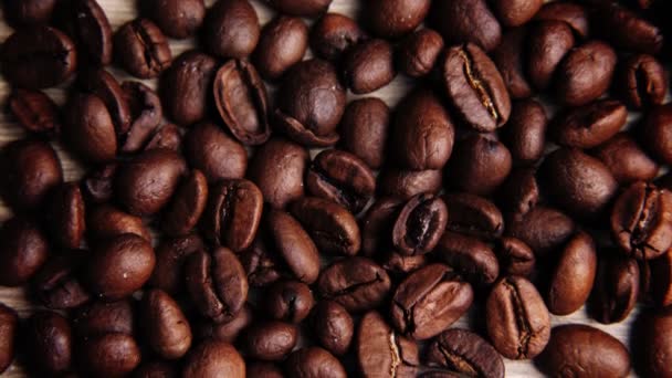 Flat Ley Närbild Uppsättning Kaffebönor Begreppet Vardaglig Kaffedrickande Kaffebönor För — Stockvideo