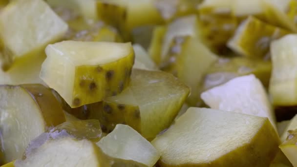 Cucumbers Slicing Preparation Cucumbers Preparing Olivier Salad Concept Preparing Salad — Wideo stockowe