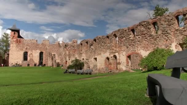 Ruines Château Dobele Château Pierre Ordre Livonien Est Ancien Bâtiment — Video