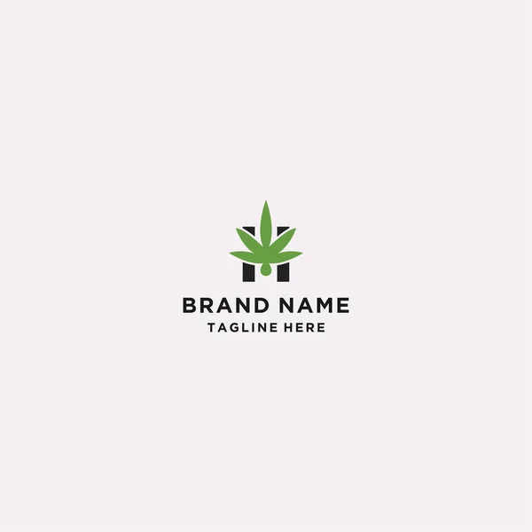 Lettera Logo Design Marijuana Medica Logo Foglia Verde Cannabis — Vettoriale Stock