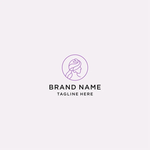 Prachtige Vrouw Gezicht Logo Ontwerp Template Haar Meisje Symbool — Stockvector