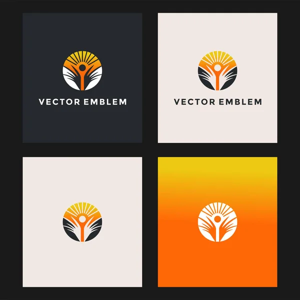 Menschen Sonne Logo Vektor Design Vorlage — Stockvektor