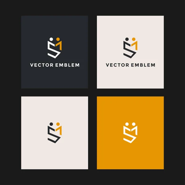 Brief Menschen Logo Vektor Design Vorlage — Stockvektor