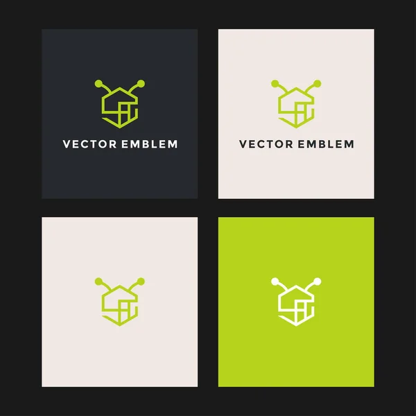 Abeja Abstracta Logotipo Vector Diseño Plantilla — Vector de stock