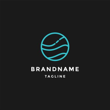 Dalga Logosu tasarım vektör şablonu doğrusal biçimdedir. Mavi Damla Satırları aqua Logotype simgesi