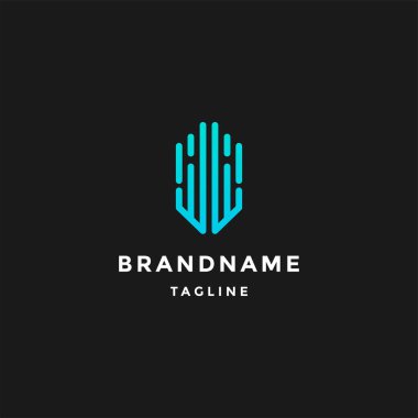 W harfli teknoloji logosu Modern Monogram Simgesi Tasarımı. W WW Şablon tabanlı harfler ve vektör tabanlı harfler