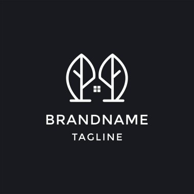 Evin vektör şablonu. Vejetaryen sembolü, ekolojik logo. Yaprak ve doğal logo kavramı.