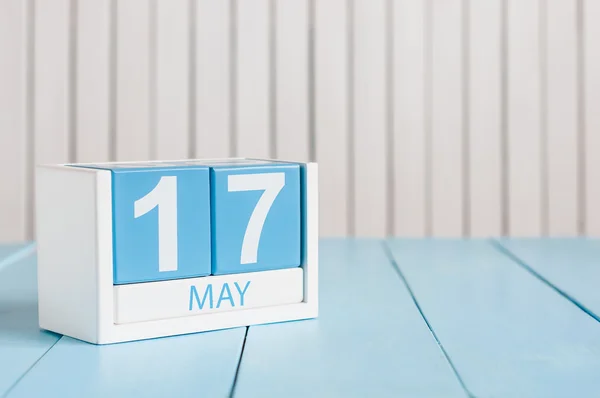 May 17th. Image of may 17 wooden color calendar on white background.  Spring day, empty space for text.  International Day Against Homophobia, IDAHOBIT — Stockfoto