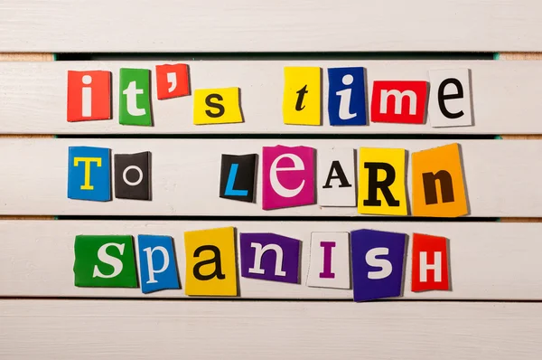 Španělský jazyk learningové koncepce obrazu. Jeho čas se učit španělsky — Stock fotografie