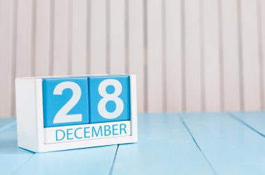 28 Aralık. Ayın 28.günü, ahşap arka plan takvimi. Yeni yıl iş konsepti. Metin için boş alan