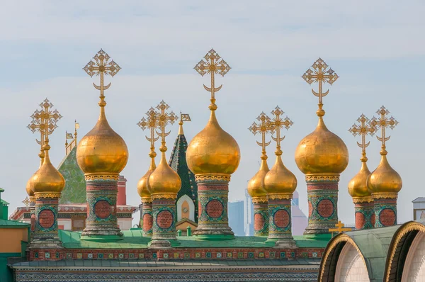 Domes Terem Palace Churches, Temple of Deposition Robe, Moscow Kremlin — Stock Photo, Image