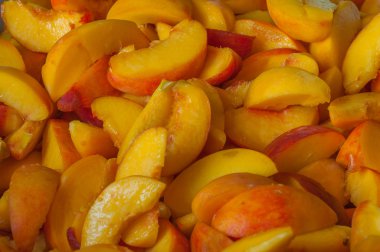 Şeftali meyve arka plan kapatın. Reçel pişirme