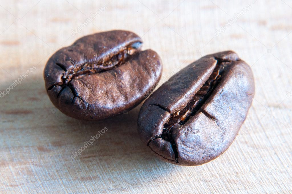 black coffee beans. Macro photo