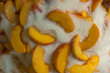 Ev yapımı şeftali reçeli - kavanoz ürünler yemek. Yaz arka plan