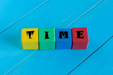 Word Time on childrens colourful cubes or blocks