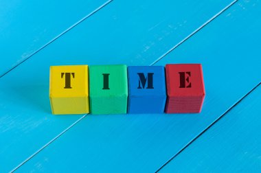 Word Time on childrens colourful cubes or blocks