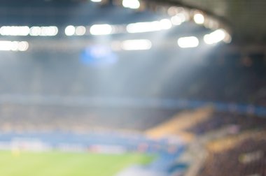 Alan, standları ve seyirci ile bulanık kalabalık futbol stadyumu. 2016 spor arka plan