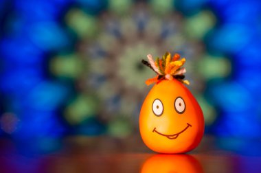 Smile Face. Handmade mans face with a smile on coloured background. Illustration of emotions