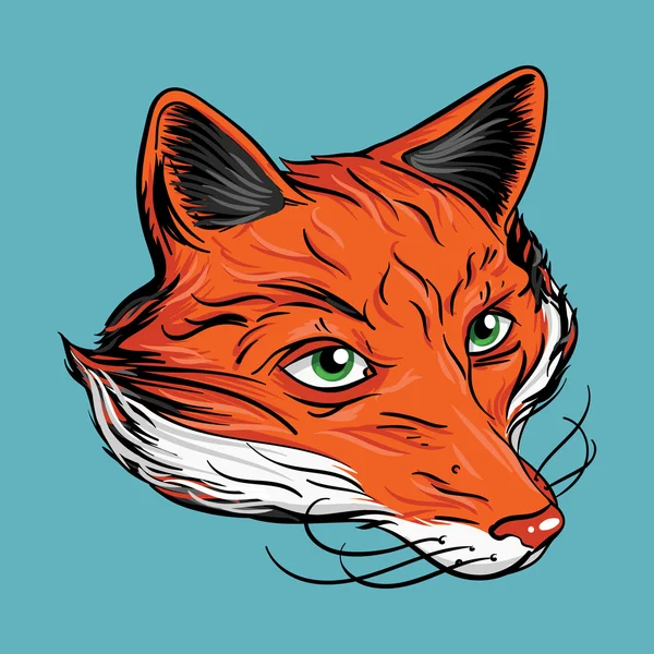 红狐狸纹身风格数字墨. — 图库矢量图片