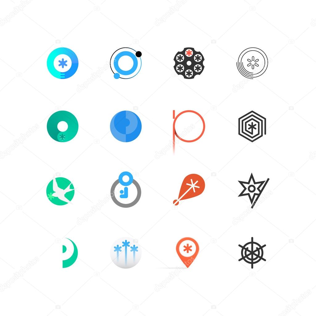 Huge set of sixteen stylish geometrical logos.