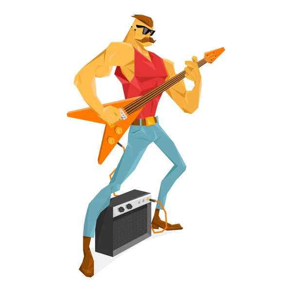 Rockstar guitarist is playing the guitar. — Stock Vector