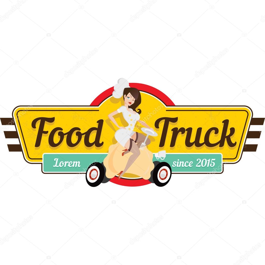 Nice warm logo with a cute girl for a food truck.