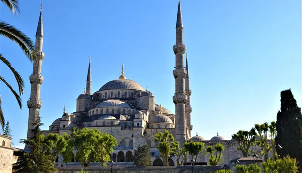 Mosquée Bleue Ottomane Pendant Journée Ensoleillée Mosquée Antique Historique Bleu — Photo