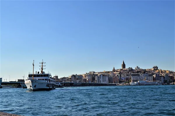 Panoramic View Mega City Istanbul Marmara Sea Public Transportation Ship — Stock Photo, Image