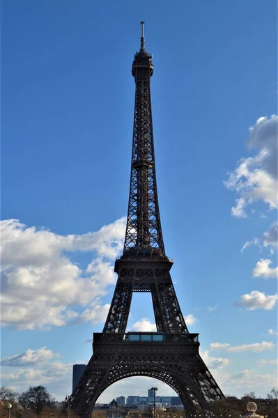 City Sign Paris France Eiffel Statue Eiffel Made Full Metal — Stock Photo, Image