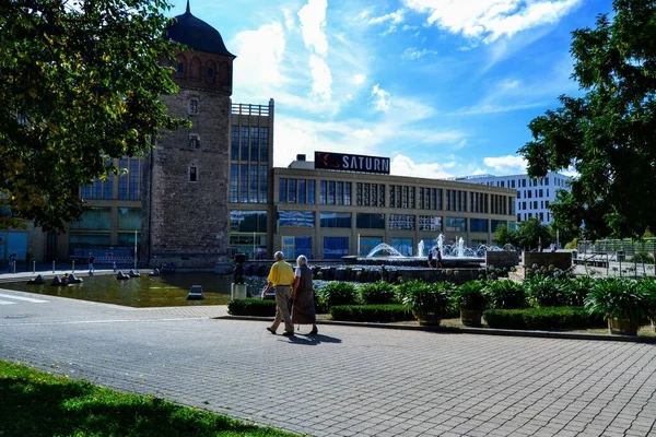 Chemnitz Uno Los Edificios Más Famosos Antiguo Antiguo Edificio Torre — Foto de Stock