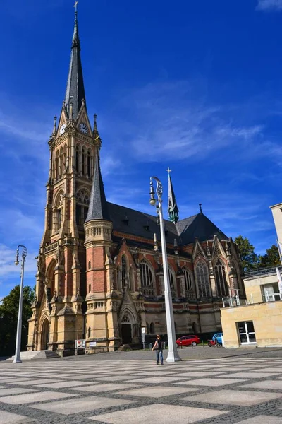 Iglesia Detalles Arquitectura Cielo Azul Chemnitz Iglesia San Pedro Chemnitz — Foto de Stock