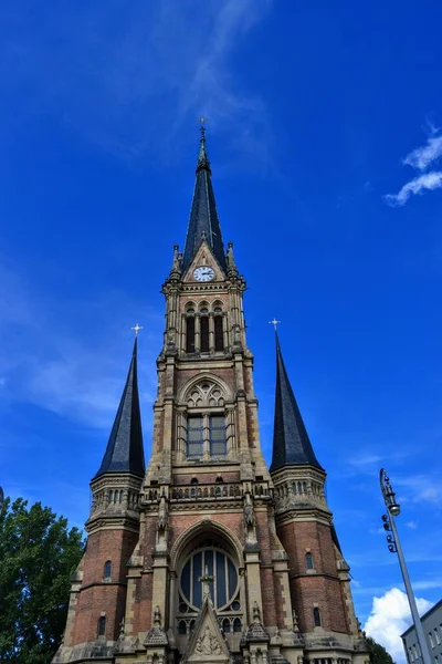 Igreja Detalhes Arquitetura Céu Azul Chemnitz Igreja São Pedro Chemnitz — Fotografia de Stock