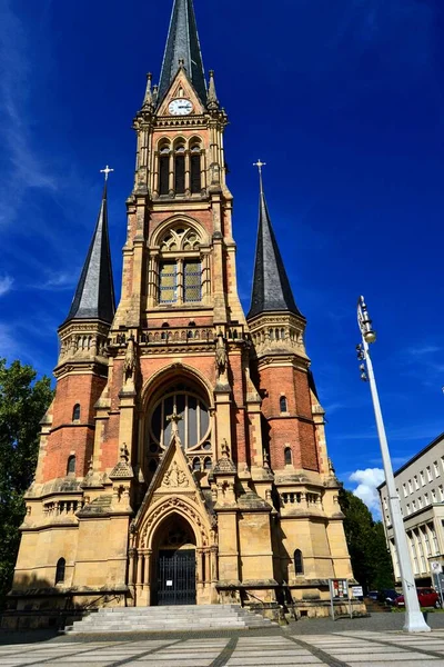 Igreja Detalhes Arquitetura Céu Azul Chemnitz Igreja São Pedro Chemnitz — Fotografia de Stock