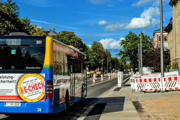 Straßenansichten Chemnitz Deutschland Bunte Altbauten Und Chemnitzer Straße — Stockfoto