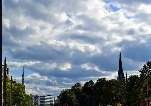 Silhouette Chemnitz City Germania Dell Est Chemnitz Durante Tempo Coperto — Foto Stock