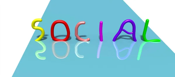 Three Dimensional Shape Writing Rendering Colorful Social Worth Rendering — Stock Photo, Image