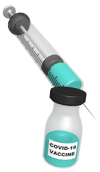 Covid 19大流行病疫苗调查 用针头和疫苗的塑料注射器 与背景隔离 3D渲染 — 图库照片