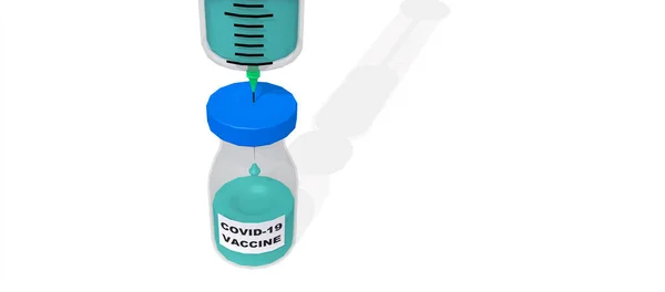 Covid 19パンデミックに対するワクチン調査 注射針とワクチンで形成された医療用注射器 バックグラウンドで隔離されてる 3Dレンダリング — ストック写真