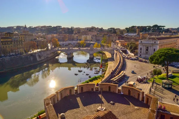 Italia Roma 2011 Vista Panorámica Del Río Tíber Desde Castel —  Fotos de Stock