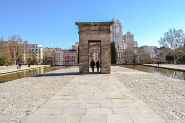 İspanya, Madrid, 16.02.2012. Debod Tapınağı (Templo de Debod) İspanya 'nın Madrid şehrinde sökülüp yeniden inşa edilen eski Mısır tapınağı.