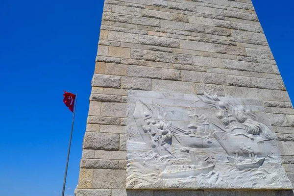 2018 Canakkale Türkei Türkische Flagge Und Denkmal Der Märtyrer Bei — Stockfoto