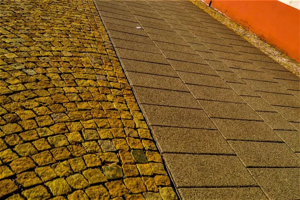 Lajes Cobblestone Stone Street Erfurt Alemanha — Fotografia de Stock