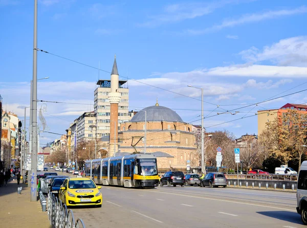 2021 Január Sofia Vagyok Bulgária Banya Bashi Mecset Minaret Város — Stock Fotó