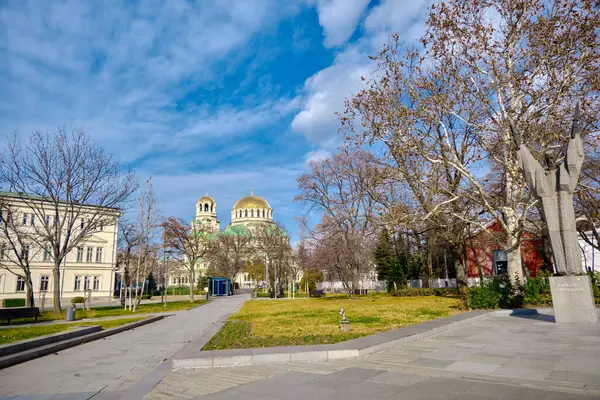 Πάρκο Στη Σόφια Και Alexander Nevsky Cathedral Θέα Από Πάρκο — Φωτογραφία Αρχείου