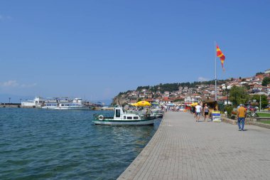 MACEDONIA, OHRID, 10.08.2018. Ohri Gölü ve Ohrid Eski Şehir Merkezi.