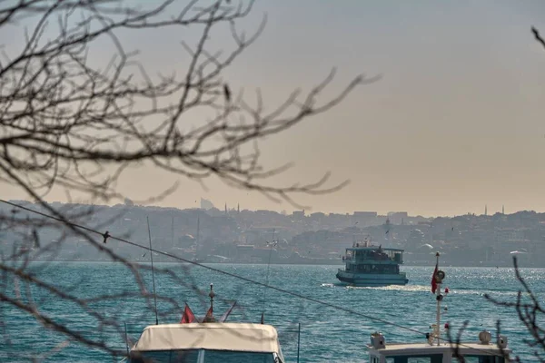 Turkey Istanbul 2021 City Constantinople Bosphorus Sea Ship Ferry Taking — Stock Photo, Image