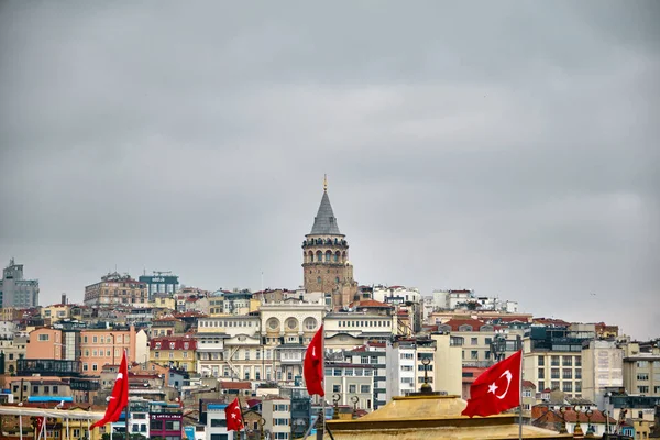 2021 Istanbul Turkei Galata Turm Bei Regnerischem Und Bewölktem Wetter — Stockfoto