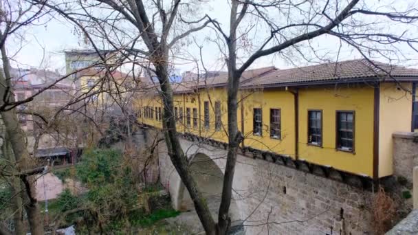 2021 Bursa Turquía Antiguo Antiguo Puente Irgandi Durante Día Lluvioso — Vídeos de Stock