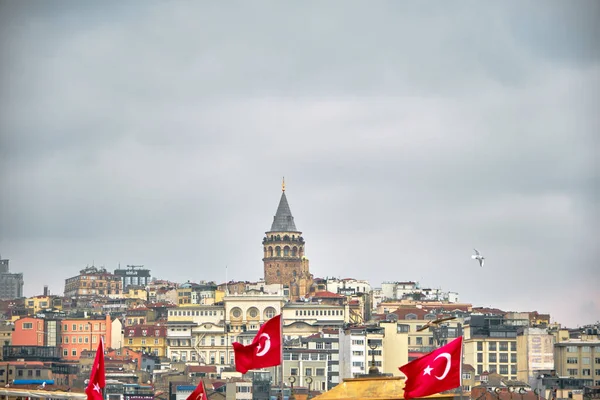 2021 Turchia Torre Galata Istria Durante Cielo Coperto Giorno Pioggia — Foto Stock